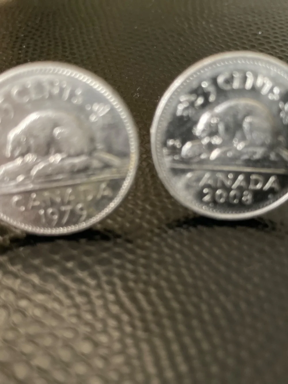 Canadian 5 Cent Beaver Coin Cufflinks 1979 & 2008 Silver Tone Reworked